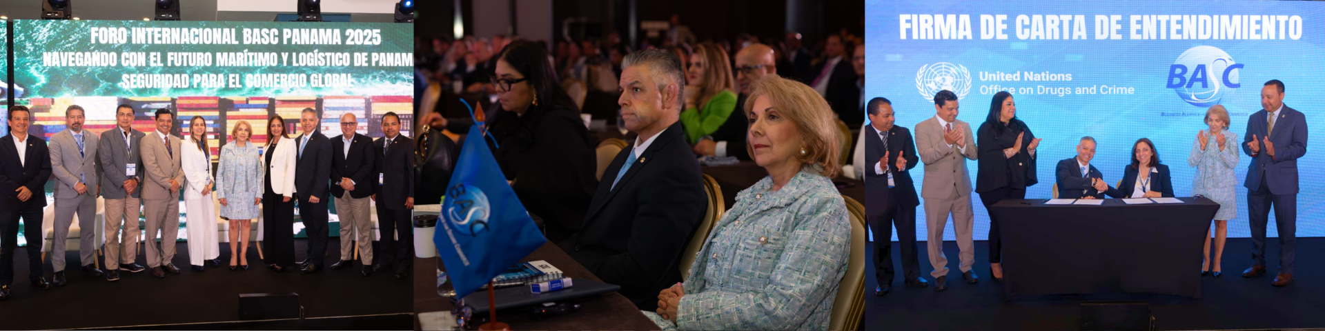 Momentos del Foro Internacional BASC Panamá 2025 – Ciudad de Panamá.