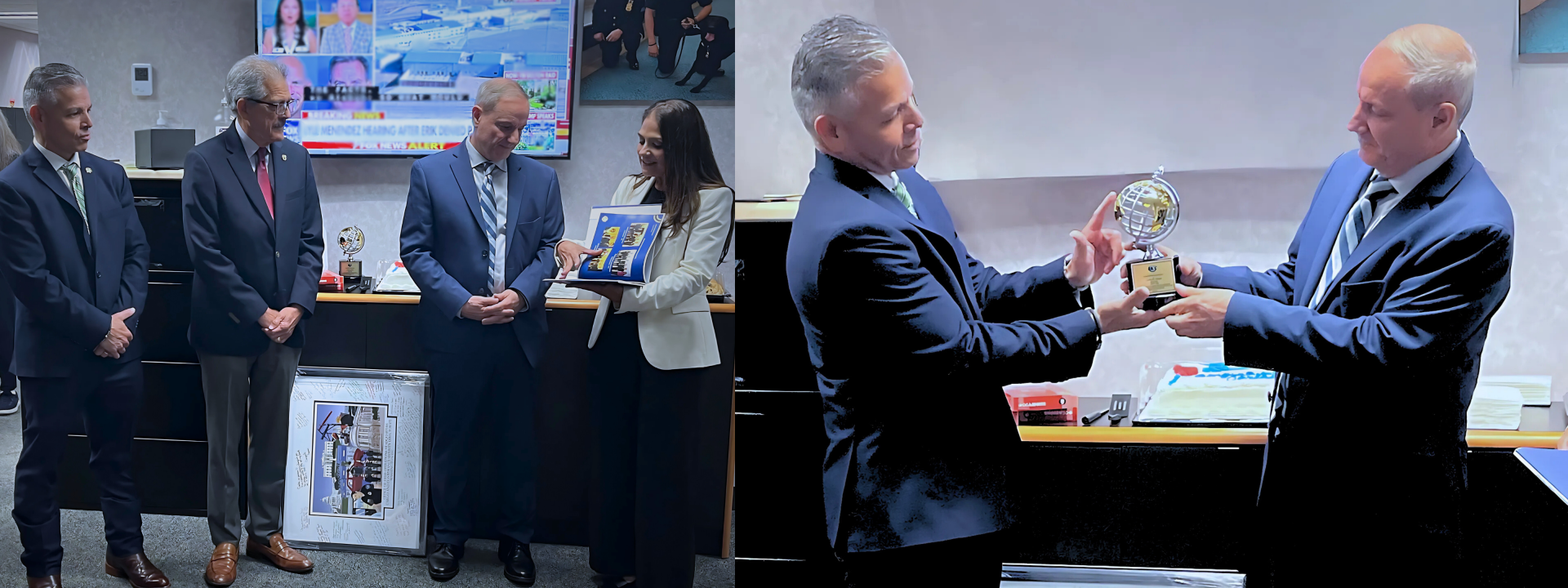 Entrega de reconocimiento de parte de BASC al Sr. Carlos Ochoa con ocasión de su jubilación y por más de 15 años de trabajo conjunto.