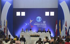 Momentos durante la apertura del Congreso Mundial BASC 2019 en la ciudad de Cartagena de Indias, Colombia.